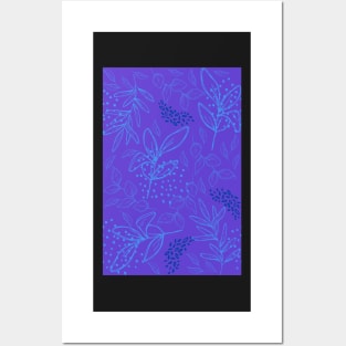 Light Blue leaves pattern Posters and Art